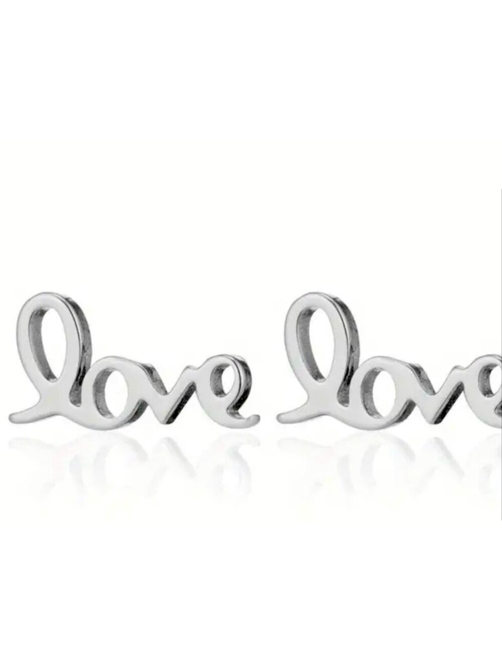 New - Stainless Steel - Silver - Retro “Love" Earrings
